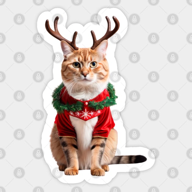 Funny Ugly Christmas Sweater Mad Reindeer Cat Sticker by Tina